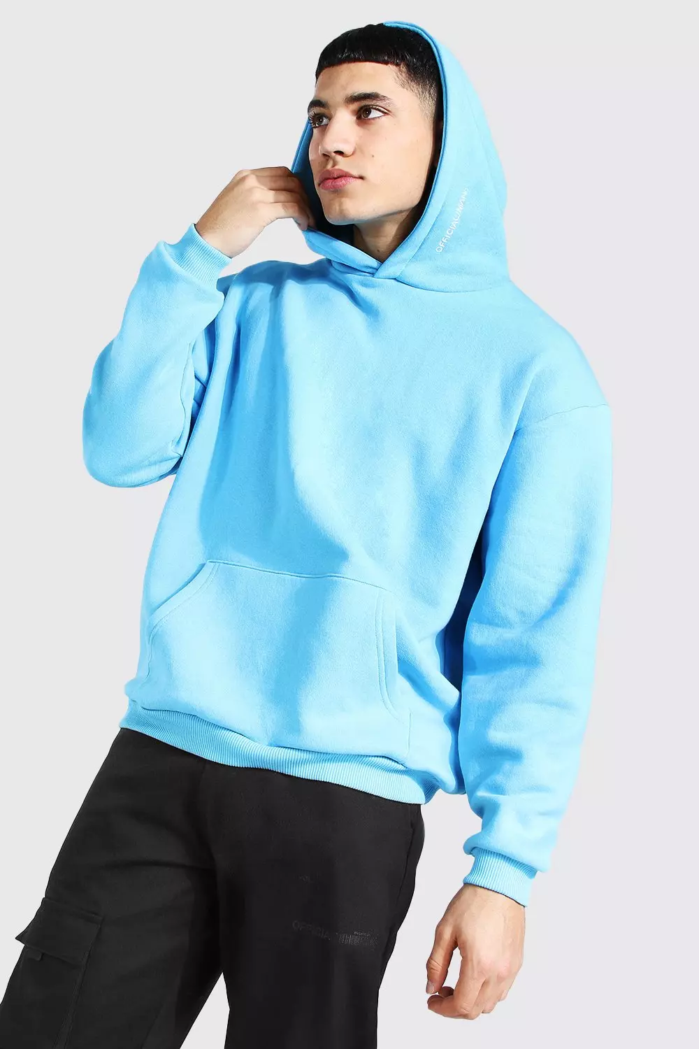 Boohooman blue hoodie sale